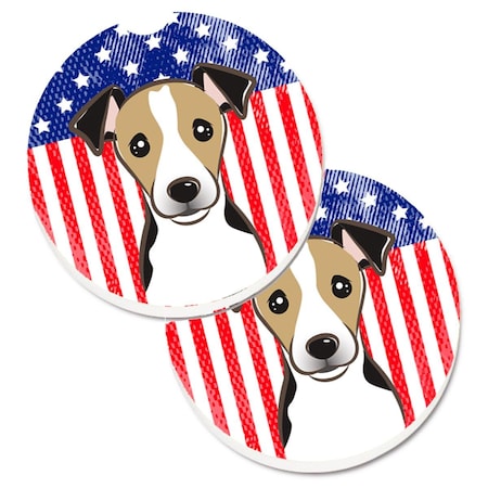 Carolines Treasures American Flag and Jack Russell Terrier  Cup Holder Car Coaster, PK2 BB2191CARC